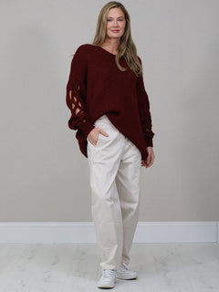 Plus Size Woolen Jumper Wine