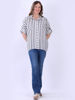 Stripy Cotton Shirt Charcoal