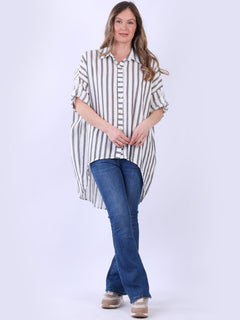 Stripy Cotton Shirt Khaki