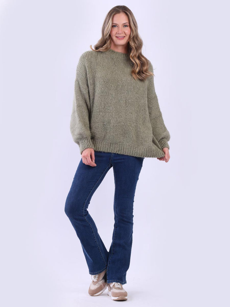 Plain Woolen Batwing Jumper Khaki