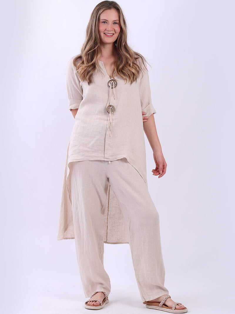 Linen Women Dress Beige