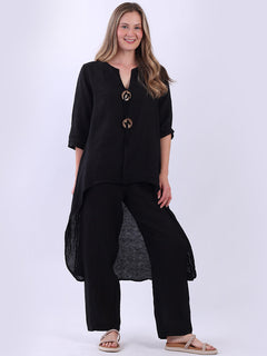 Linen Women Dress Black