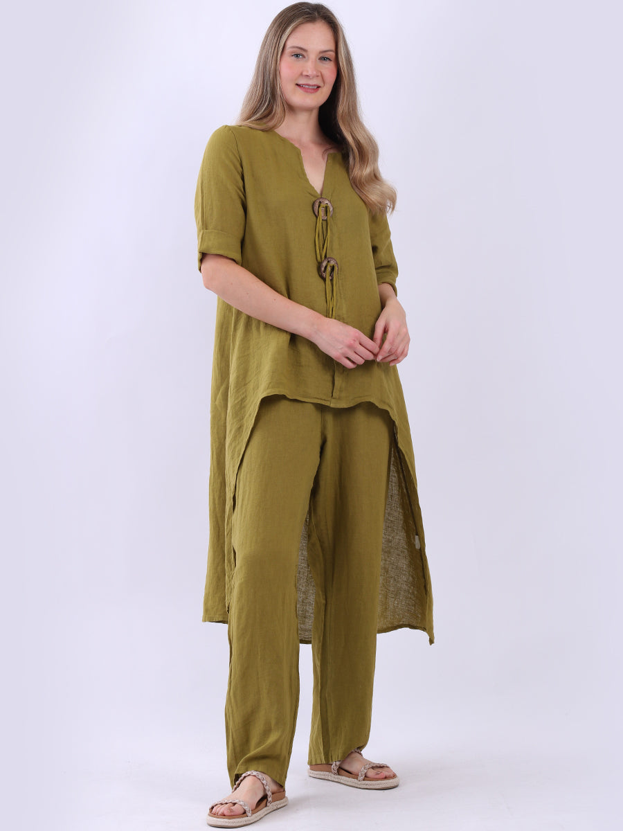 Linen Women Dress Olive