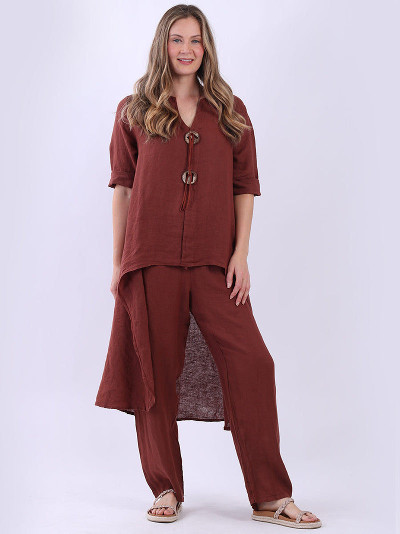 Linen Women Dress Rust