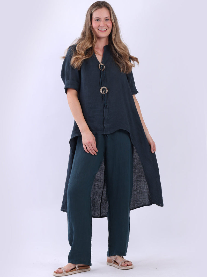 Linen Women Dress Teal