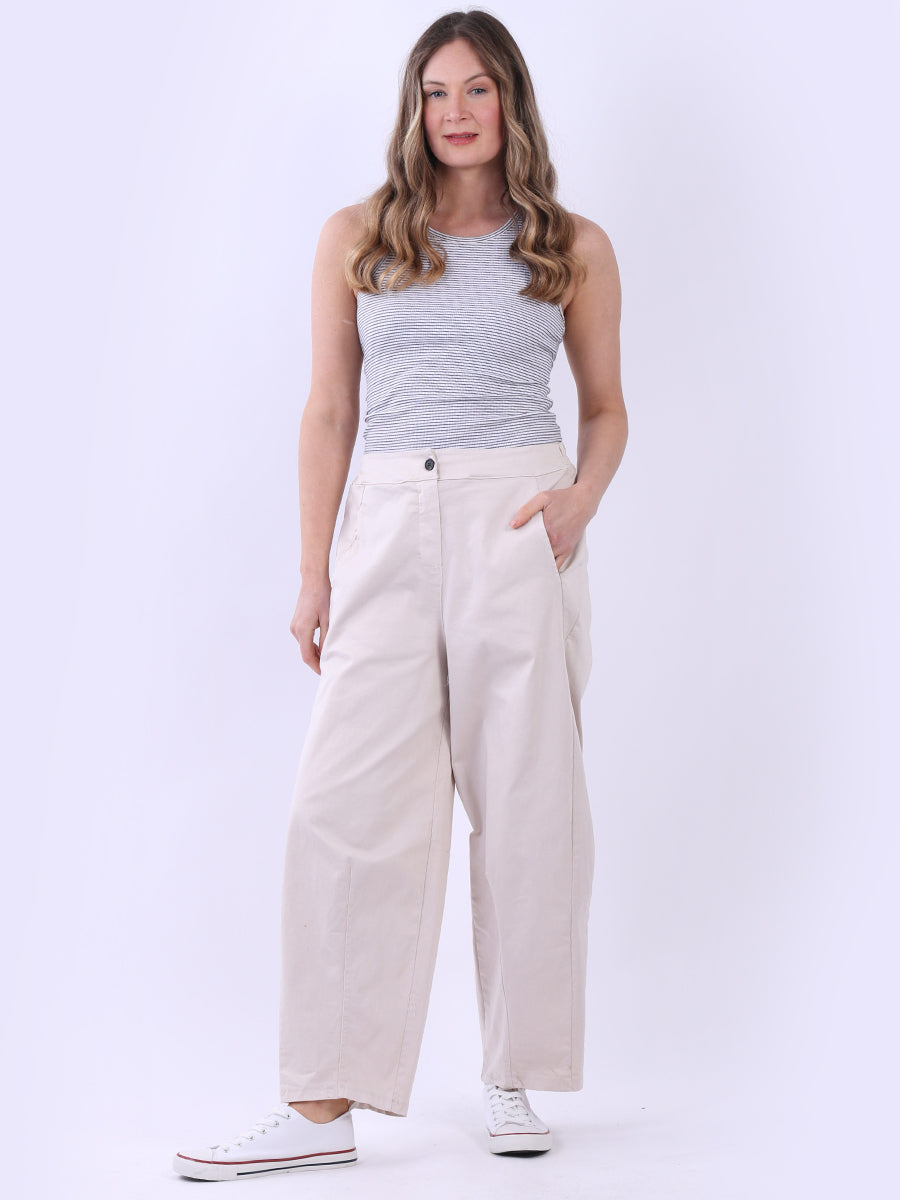 Solid Cotton Trouser Beige
