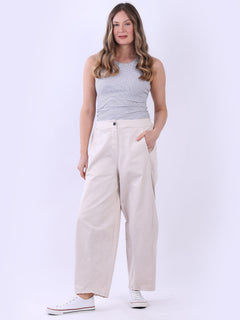 Solid Cotton Trouser Beige