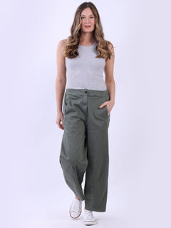 Solid Cotton Trouser Khaki