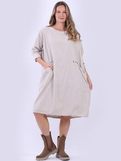 Plus Size Corduroy Dress Beige