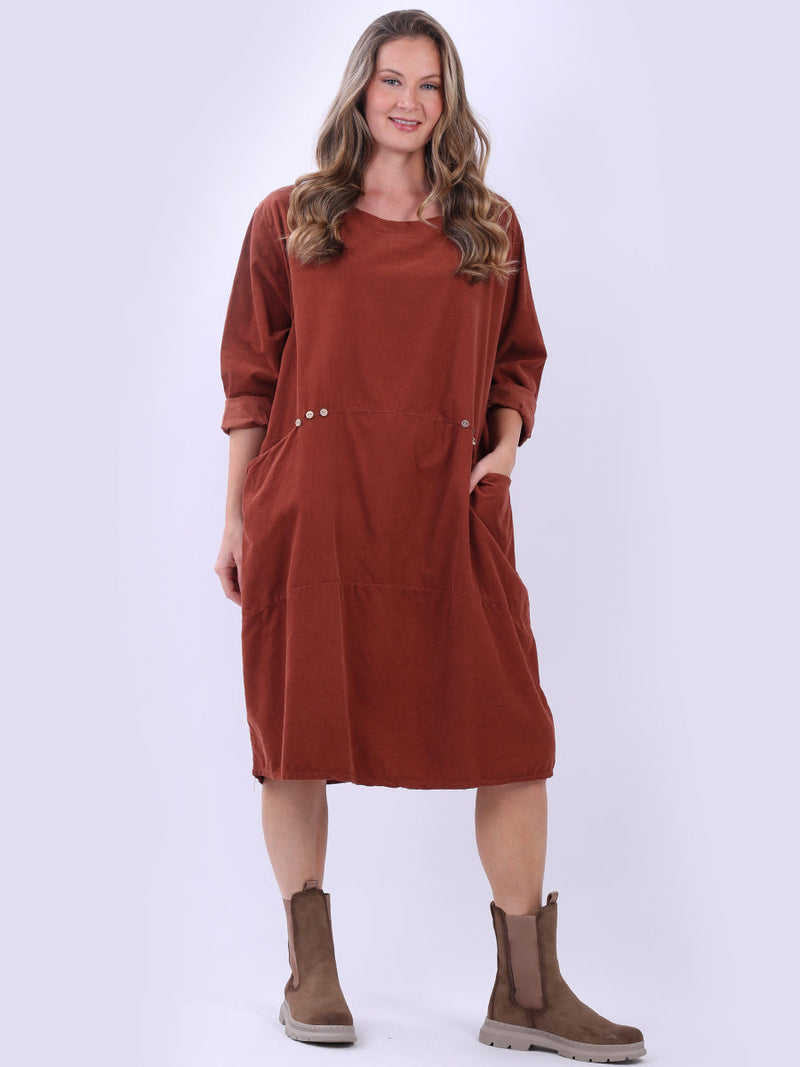 Plus Size Corduroy Dress Rust