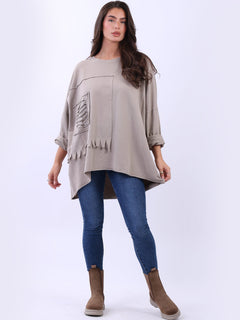Batwing Cotton Top Beige
