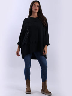 Batwing Cotton Top Black