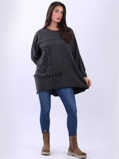 Batwing Cotton Top Charcoal