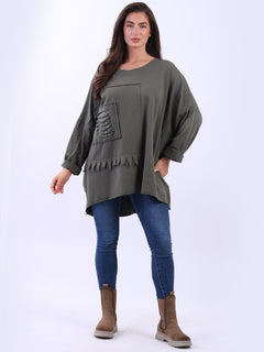 Batwing Cotton Top Khaki