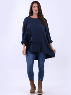 Batwing Cotton Top Navy