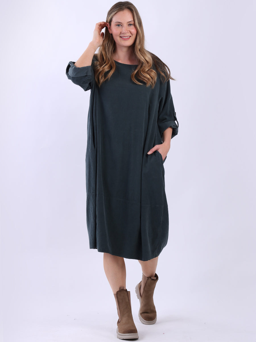 Plus Size Winter Corduroy Dress Charcoal