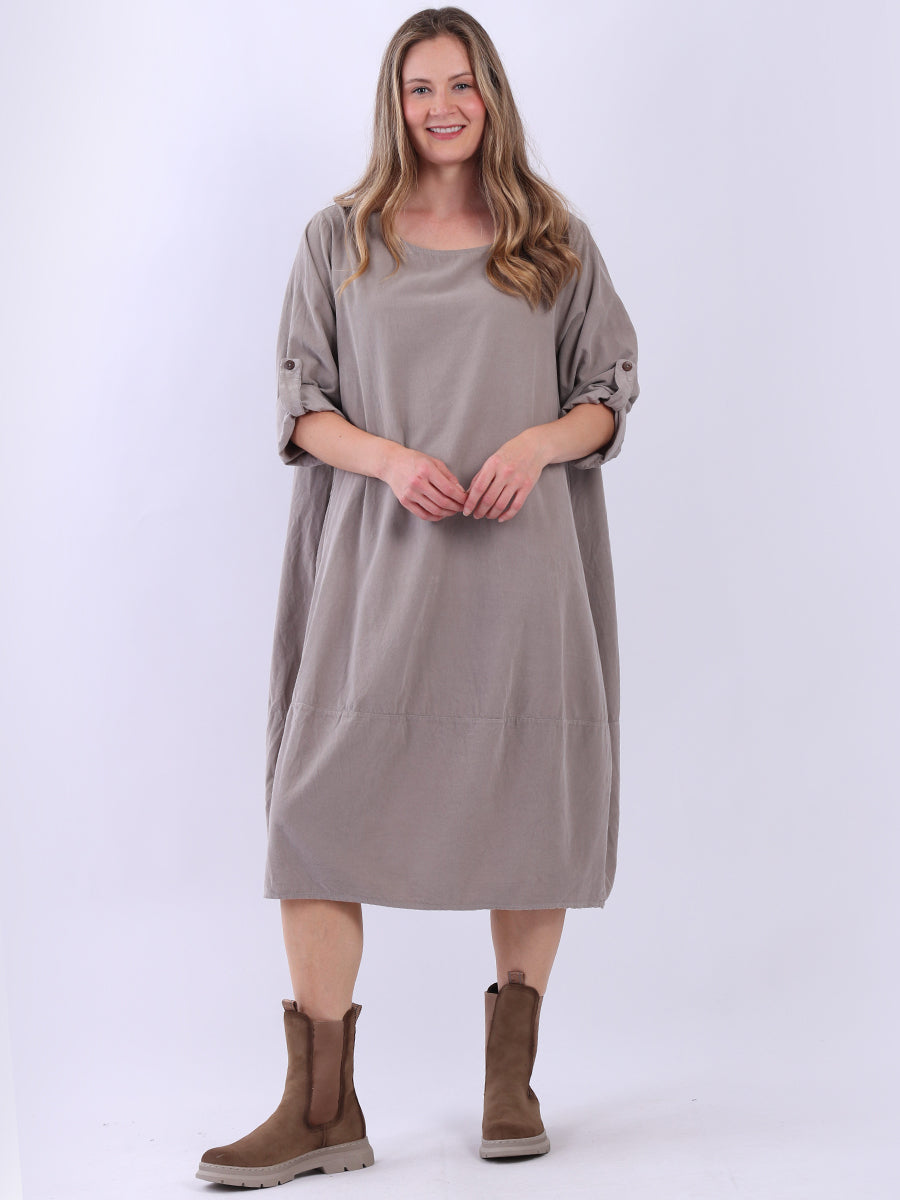 Plus Size Winter Corduroy Dress Mocha