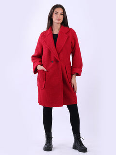 Oversized Wool Coat Red