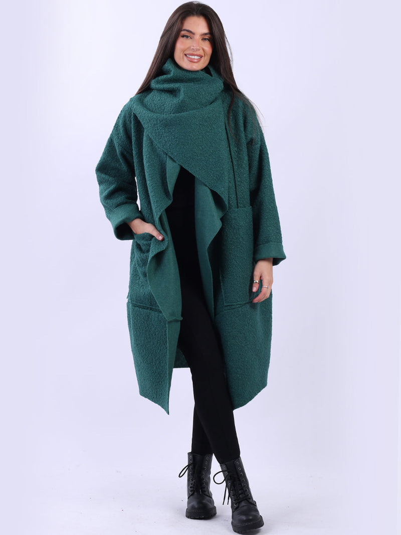 Woolen Oversized Coat Bottle Green