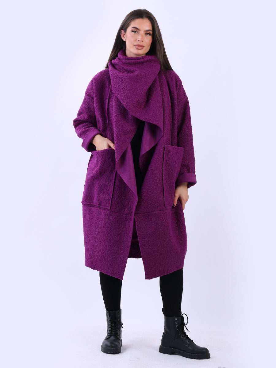 Woolen Oversized Coat Purple