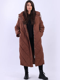 Plus Size Hooded Puffer Jacket Chocolate