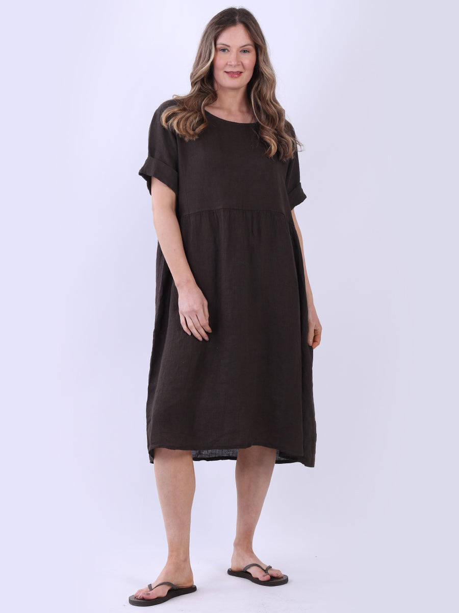 Linen Plus Size Dress Chocolate