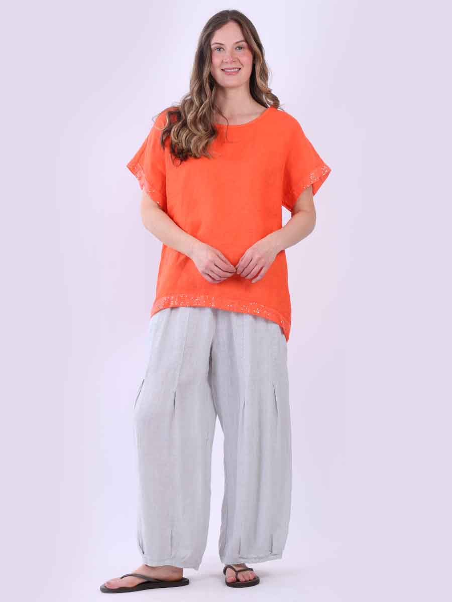 Italian Linen Top Orange