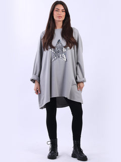 Italian Oversized Top Light Grey
