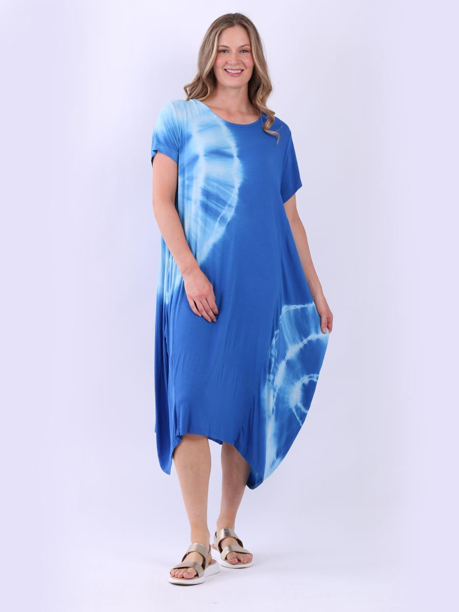 Tie Dyed Oversized Dress Royal Blue