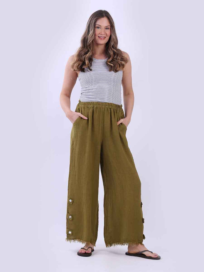 Wide Leg Linen Pant Olive