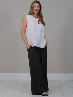 Linen Crop Vest Top White