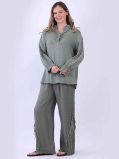 Linen Lagenlook Top Khaki