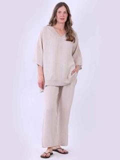Oversized Satin Top Beige