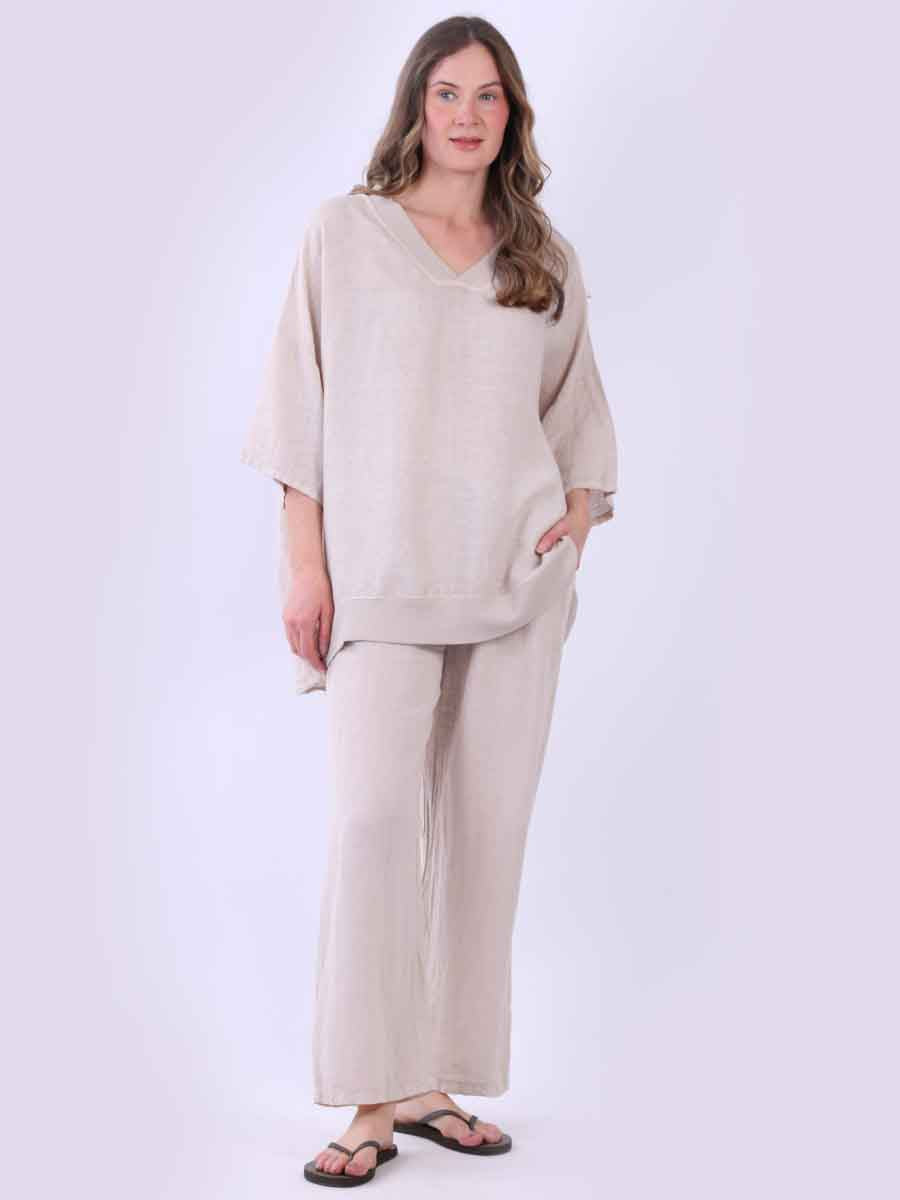 Oversized Satin Top Beige
