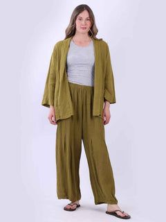 Linen Kimono Jacket Olive