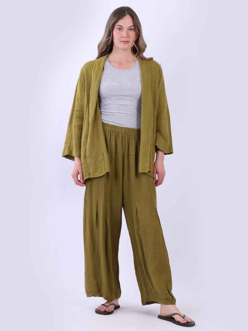 Linen Kimono Jacket Olive