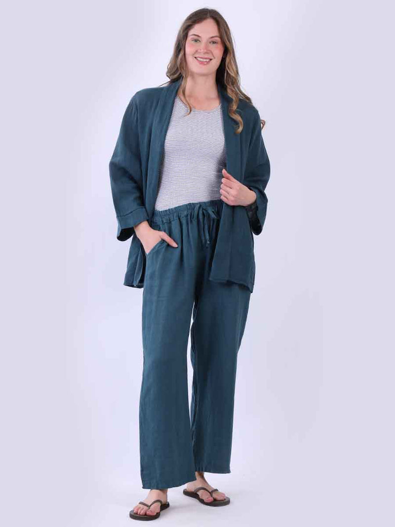 Linen Kimono Jacket Teal
