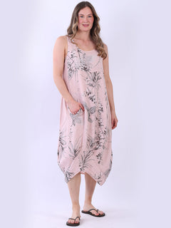 Sleeveless Linen Dress Pink