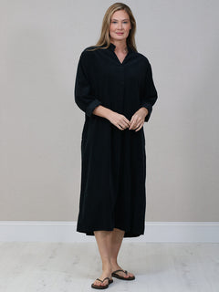 Cotton Corduroy Plus Size Dress Black
