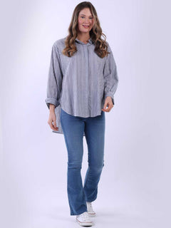 Stripy Cotton Shirt Charcoal