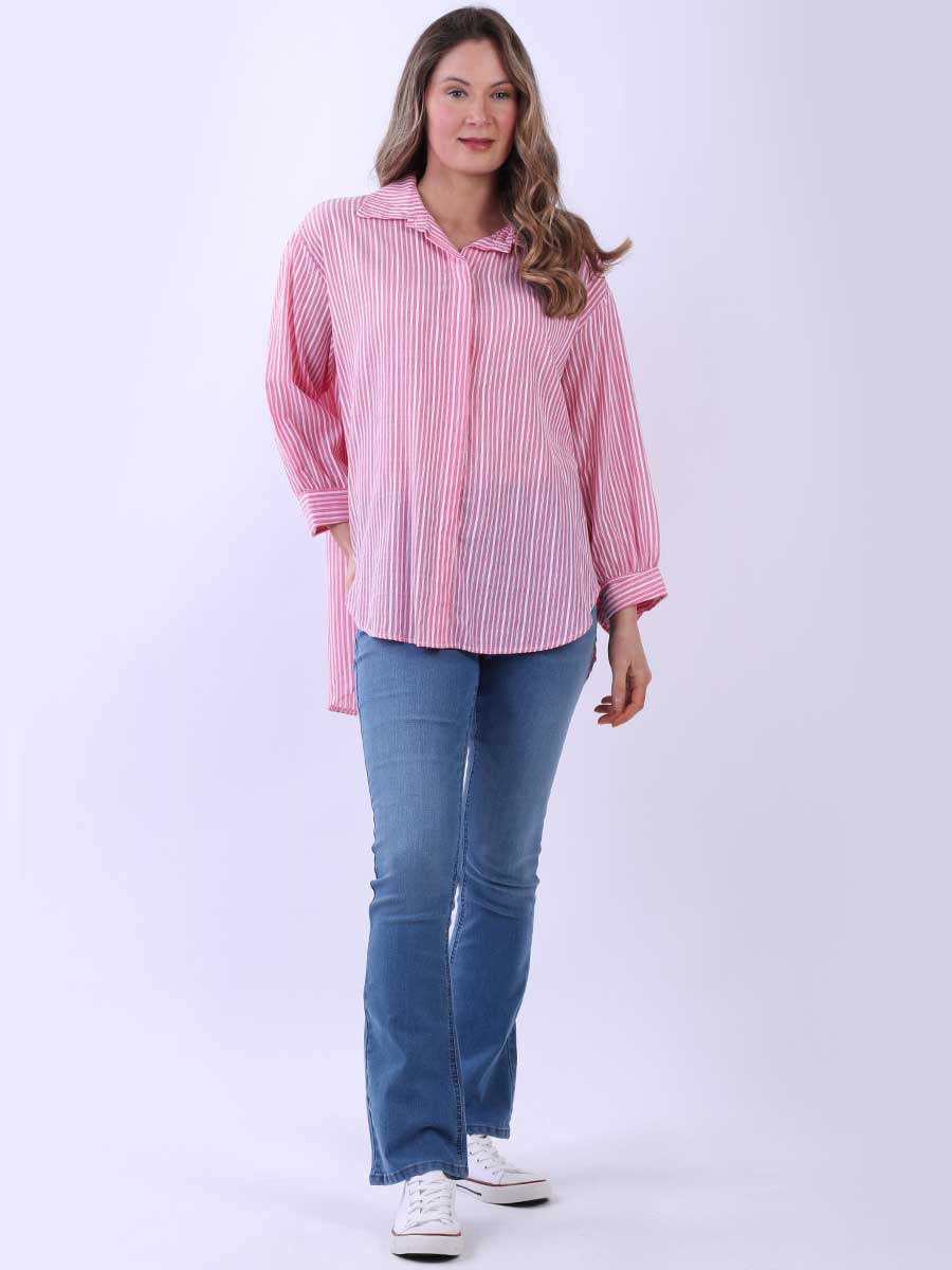 Stripy Cotton Shirt Fuchsia