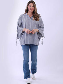 Stripy Cotton Shirt Charcoal