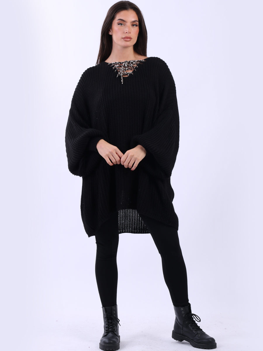 Oversized Knitted Jumper Black