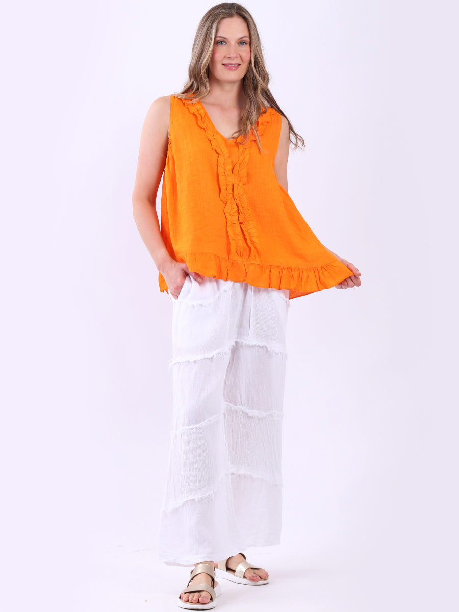 Linen Crop Tank Top Orange