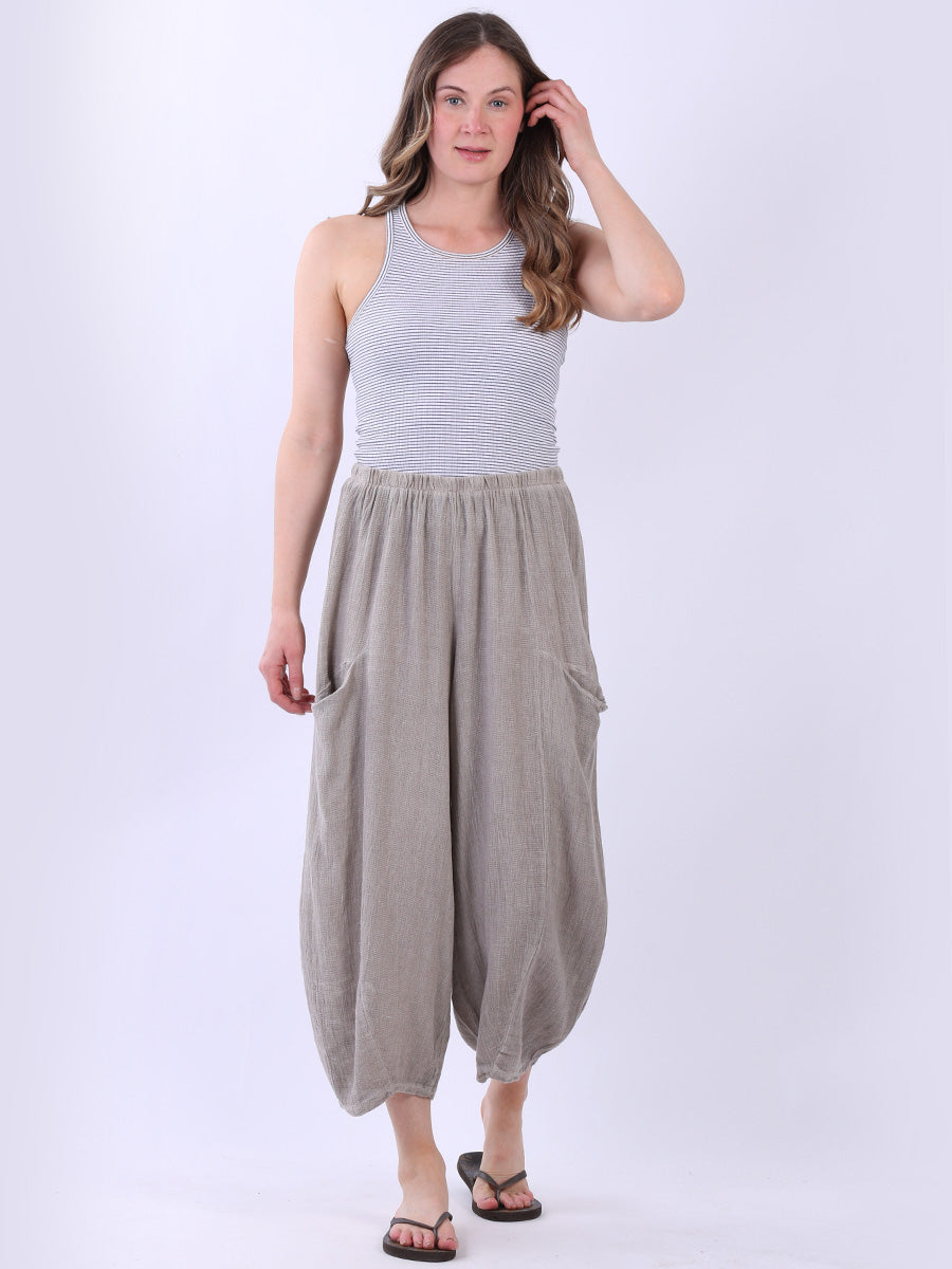 Vintage Wash Linen Culottes Mocha