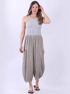 Vintage Wash Linen Culottes Mocha
