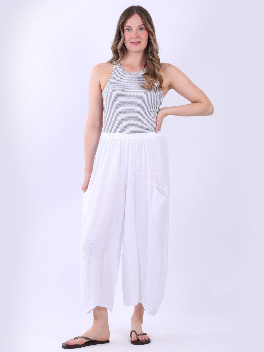 Vintage Wash Linen Culottes White