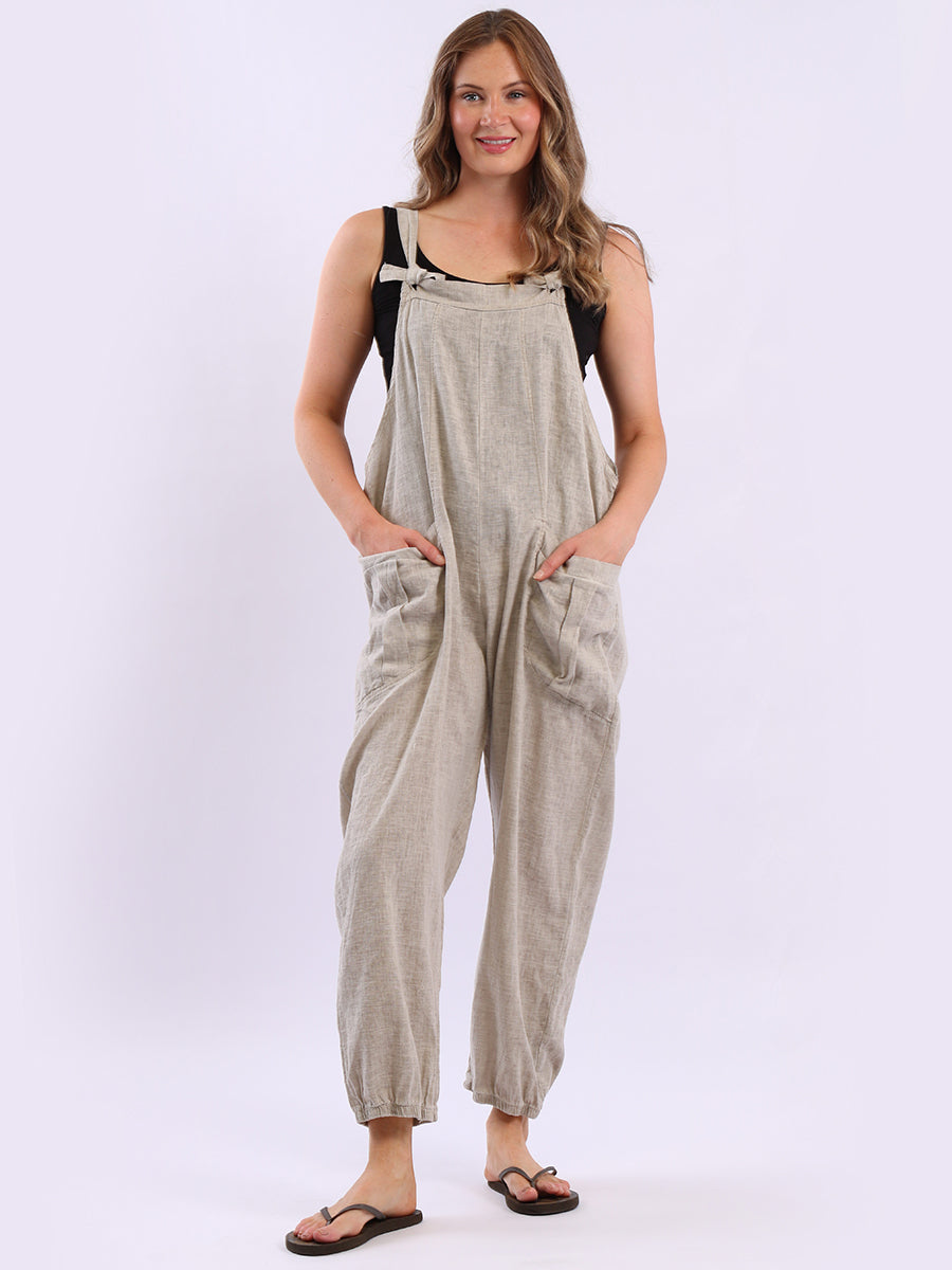 Linen Vintage Dungaree Mocha