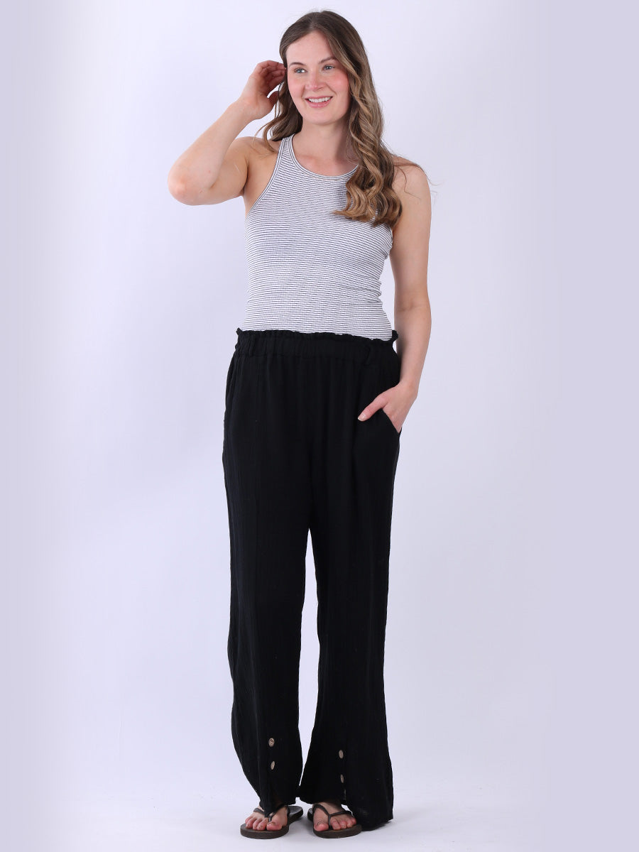 Vintage Washed Linen Trouser Black