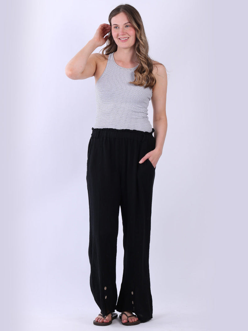 Vintage Washed Linen Trouser Black